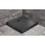 RADAWAY Doros Stone C szögletes akril zuhanytálca előlappal és szifonnal 90x90, fekete