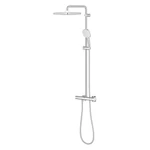 GROHE Tempesta Cube 250 thermosztátos zuhanyrendszer szögletes fejjel, Chrome