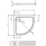 RADAWAY Doros A íves akril zuhanytálca szifonnal 90x90, fehér