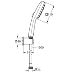 GROHE Tempesta Cube 110 fali tartós zuhanyszett 3 funkciós, Chrome