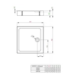 RADAWAY Doros Stone C szögletes akril zuhanytálca előlappal és szifonnal 90x90, fekete
