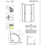 RADAWAY Premium Plus A 1900 zuhanykabin íves átlátszó üveggel 80x80