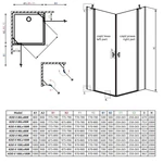 RADAWAY Nes KDD II zuhanykabin szögletes, nyíló ajtókkal, átlátszó üveggel 90x90