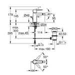 GROHE Lineare egykaros bidé csaptelep S-es méret lefolyógarnitúrával, Brushed Hard Graphite