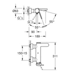 GROHE Plus egykaros kádtöltő csaptelep, Chrome