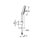 GROHE Rainshower SmartActive 130 Cube zuhanygarnitúra, 3 féle vízsugaras kézizuhannyal, Chrome