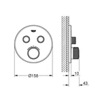 GROHE Grohtherm SmartControl termosztátos falsík alatti zuhanycsaptelep, Brushed Hard Graphite