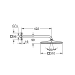 GROHE Rainshower Mono 310 Cube fejzuhany szett, 1 funkciós, Brushed Hard Graphite