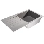 LUNART Lotti egymedencés gránit mosogató csepptálcával, Light Grey