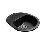 LUNART Alfie egymedencés gránit mosogató csepptálcával, Black