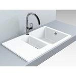 LUNART Theodore gyümölcsmosós gránit mosogató csepptálcával, Pearl White