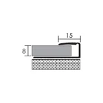 Lezáró profil 2700x15x8 mm, eloxált matt arany
