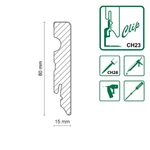 Fehér festhető szegőléc FU084L 2400x80x15mm