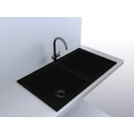 LUNART Charlotte kétmedencés gránit mosogató fúrt, Black