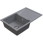 Oldalnézet Light Grey Andy Max egymedencés gránit mosogató csepptálcával