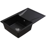 Oldalnézet Midnight Black Andy Max egymedencés gránit mosogató csepptálcával