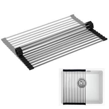 LUNART Edényszárító roll mat 380x250mm, Chrome/Black