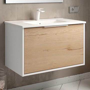 LUNART Uno 80 1 fiók + rejtett fiókos alsószekrény, White Oak