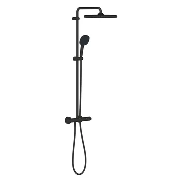 GROHE Tempesta Cube 250 thermosztátos zuhanyrendszer szögletes fejjel, Matt Black