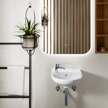 VILLEROY O.Novo íves kézmosó, jobbos 360x275, Glossy White Alpin