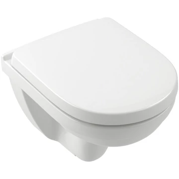 VILLEROY O.Novo perem nélküli fali WC, mély öblítésű, Soft-Close ülőkével, 490x360, Glossy White A.