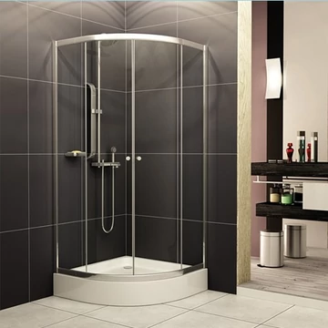 H2O Projecta negyedköríves zuhanykabin tolóajtóval, Fabric (nem átlátszó) üveggel, króm keret 90x90