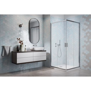 H2O Comfort C 80 szögletes zuhanykabin tolóajtóval, átlátszó üveggel, króm színű kerettel 80x80