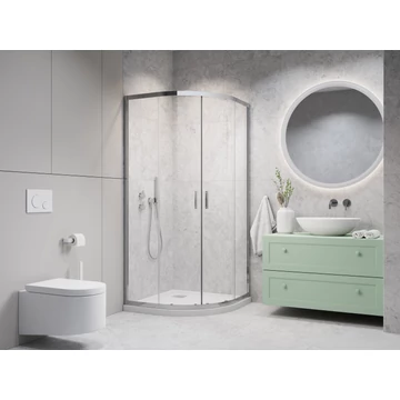 H2O Comfort A 90 negyedköríves zuhanykabin tolóajtóval, átlátszó üveggel, króm színű kerettel 90x90