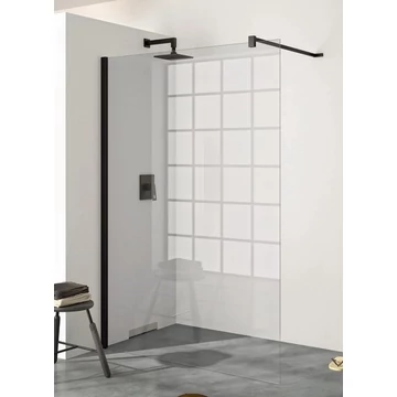 LUNART by HÜPPE Zella Walk-In oldalfal keresztmerevítővel 1100x2000mm/6mm, fekete