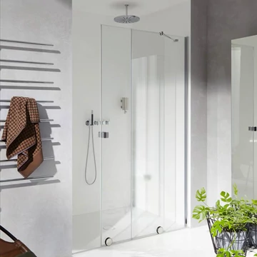 HÜPPE Xtensa Pure Walk-in tolóajtó fix szegmenssel, jobbos Anti-Plaque üveg, ezüst