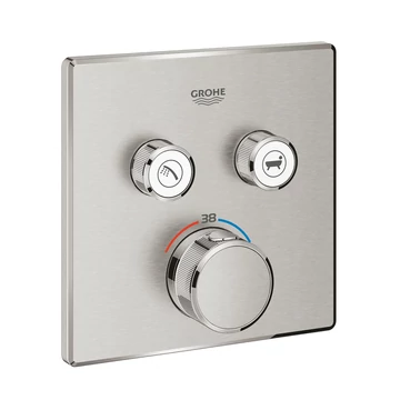 GROHE Grohtherm SmartControl termosztátos falsík alatti szögletes zuhanycsaptelep, Supersteel