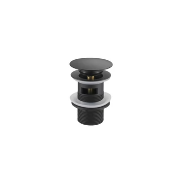 LUNART Click-Clack leeresztő 5/4" túlfolyós mosdóhoz, nagy méretű, Matt Black