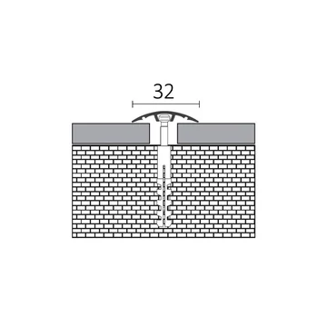Rejtett rögzítésű “lencse” profil 900x32 mm, eloxált matt pezsgő