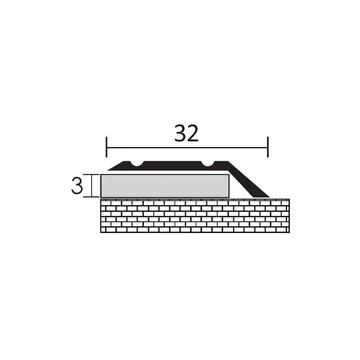 Öntapadós szintváltó profil 2700x32x3 mm, eloxált matt pezsgő