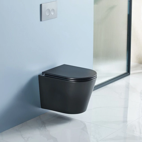 LUNART Argon fali WC tornádó öblítéssel, ülőkével, Matt Black