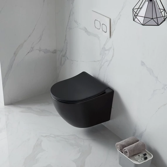LUNART Polly kompakt fali WC tornádó öblítéssel, ülőkével, Matt Black