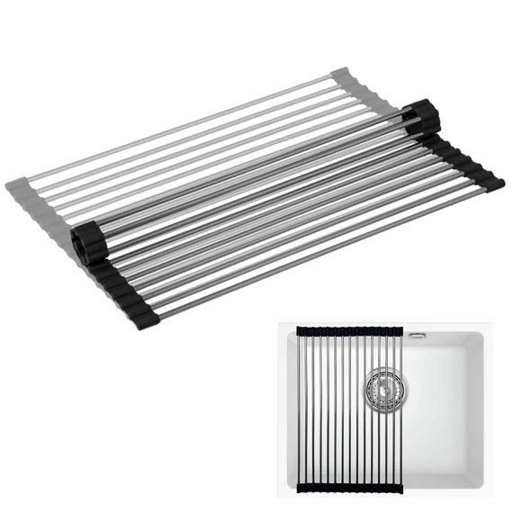 LUNART Edényszárító roll mat 380x250mm, Chrome/Black