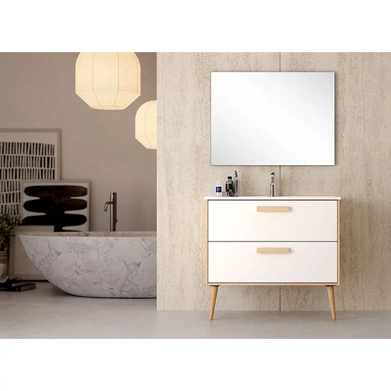 LUNART Hugo 80 2 fiókos alsószekrény lábbal, White Oak