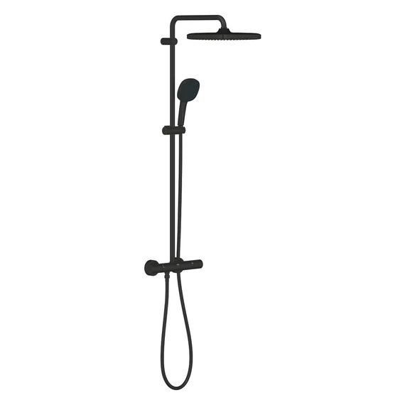 GROHE Tempesta Cube 250 thermosztátos zuhanyrendszer szögletes fejjel, Matt Black