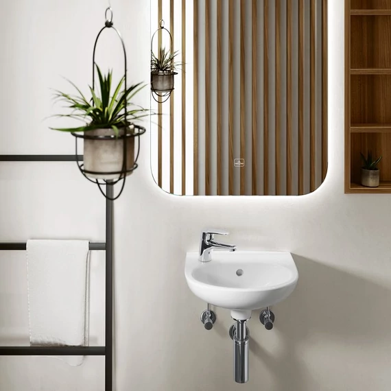 VILLEROY O.Novo íves kézmosó, jobbos 360x275, Glossy White Alpin