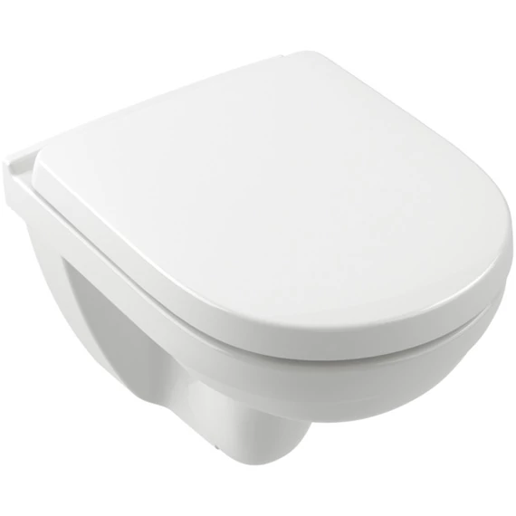 VILLEROY O.Novo perem nélküli fali WC, mély öblítésű, Soft-Close ülőkével, 490x360, Glossy White A.