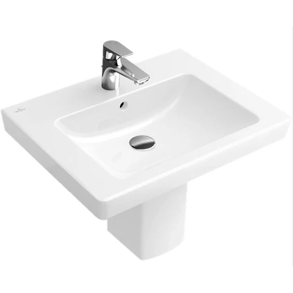 VILLEROY Subway 2.0 szögletes mosdó 600x470, Glossy White Alpin