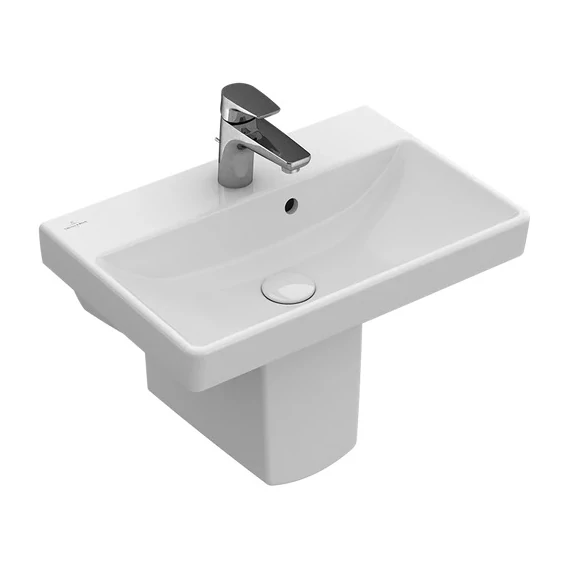 VILLEROY Avento szögletes mosdó 550x370, Glossy White Alpin