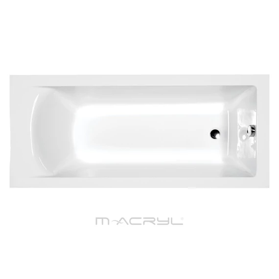 M-Acryl Fresh 160x70 cm akril kád ajándék kádlábbal és peremrögzítővel, fényes fehér