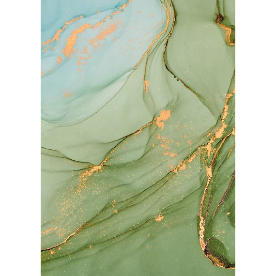 HB SPC/vinyl vízálló fali panel, Painted Marble Green and Blue (2605 x 1868 mm)