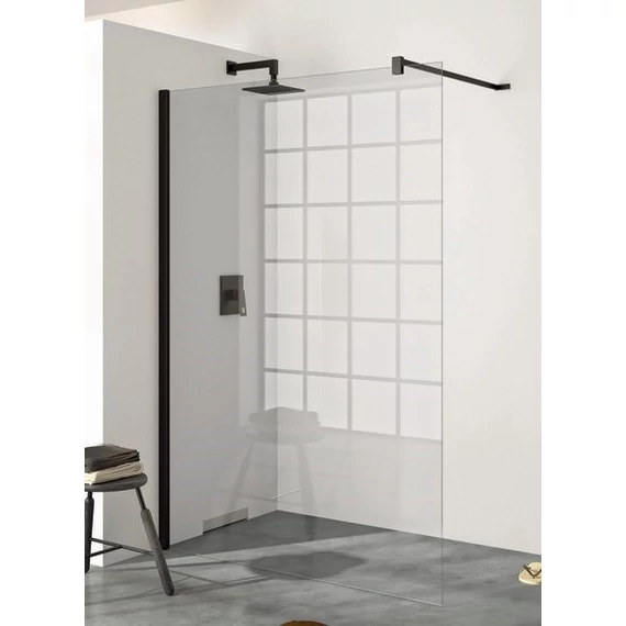LUNART by HÜPPE Zella Walk-In oldalfal keresztmerevítővel 1100x2000mm/6mm, fekete