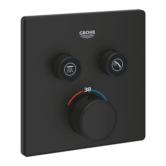 GROHE Grohtherm SmartControl termosztátos falsík alatti szögletes zuhanycsaptelep, Phantom Black