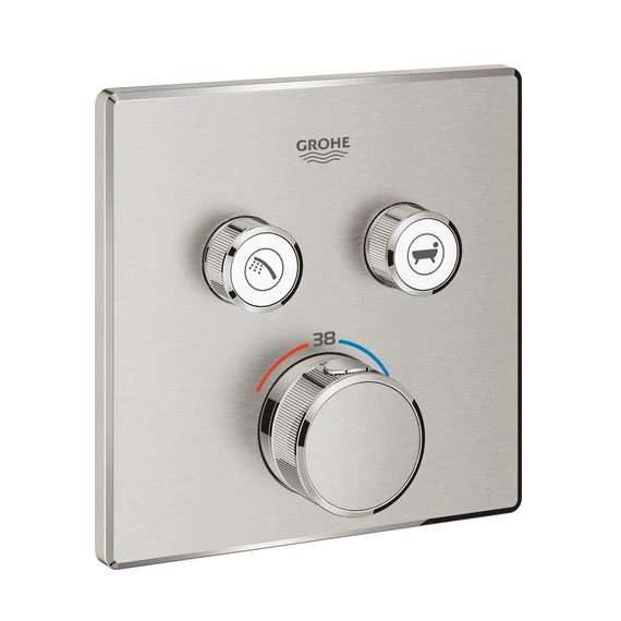 GROHE Grohtherm SmartControl termosztátos falsík alatti szögletes zuhanycsaptelep, Supersteel