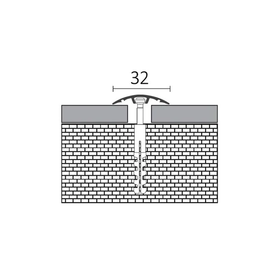 Rejtett rögzítésű “lencse” profil 900x32 mm, eloxált matt pezsgő