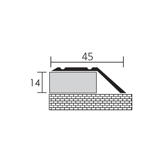 Öntapadós szintváltó profil 2700x45x14 mm, eloxált matt pezsgő